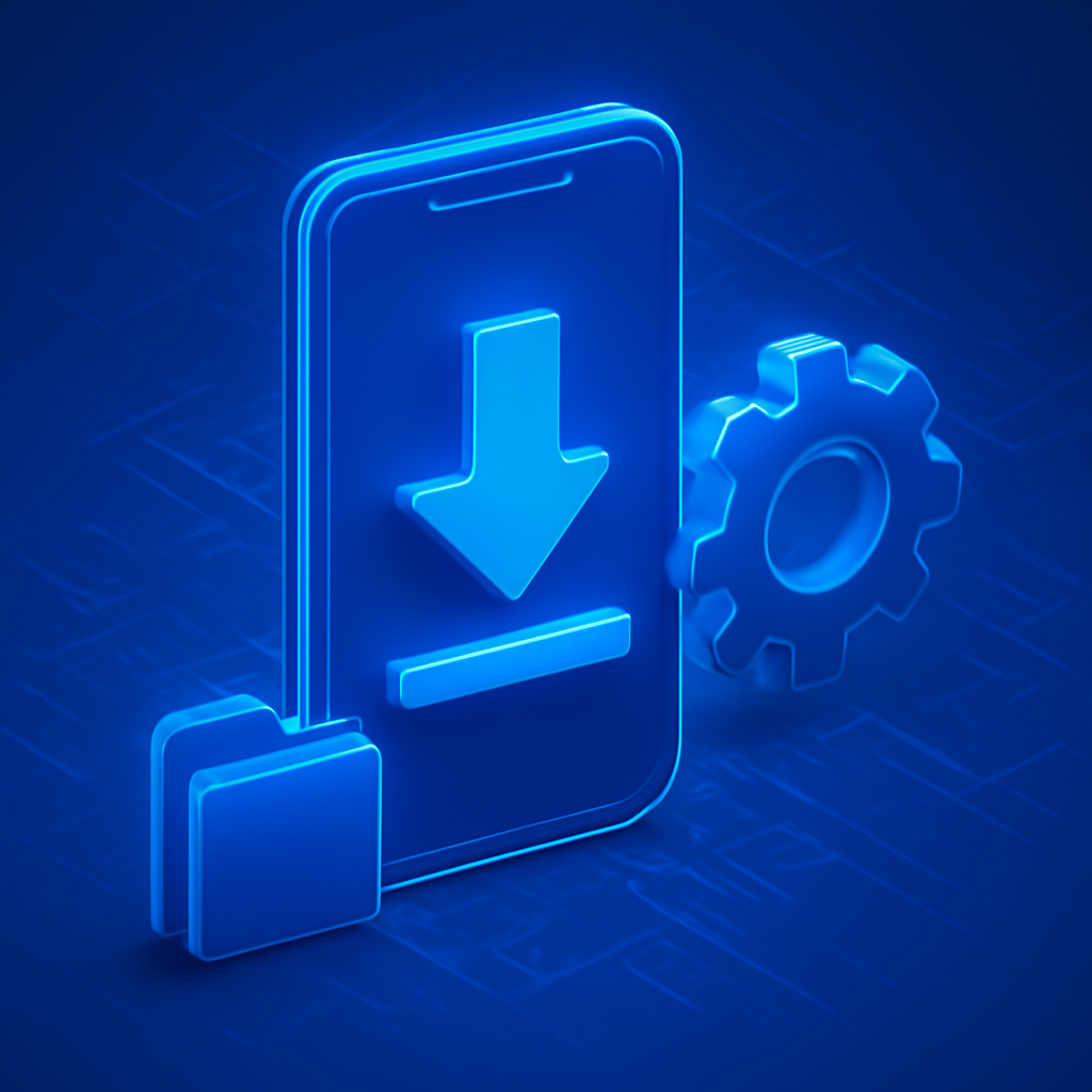 An educational diagram illustrating the differences in app installation between Android and iOS for Goa Games.
