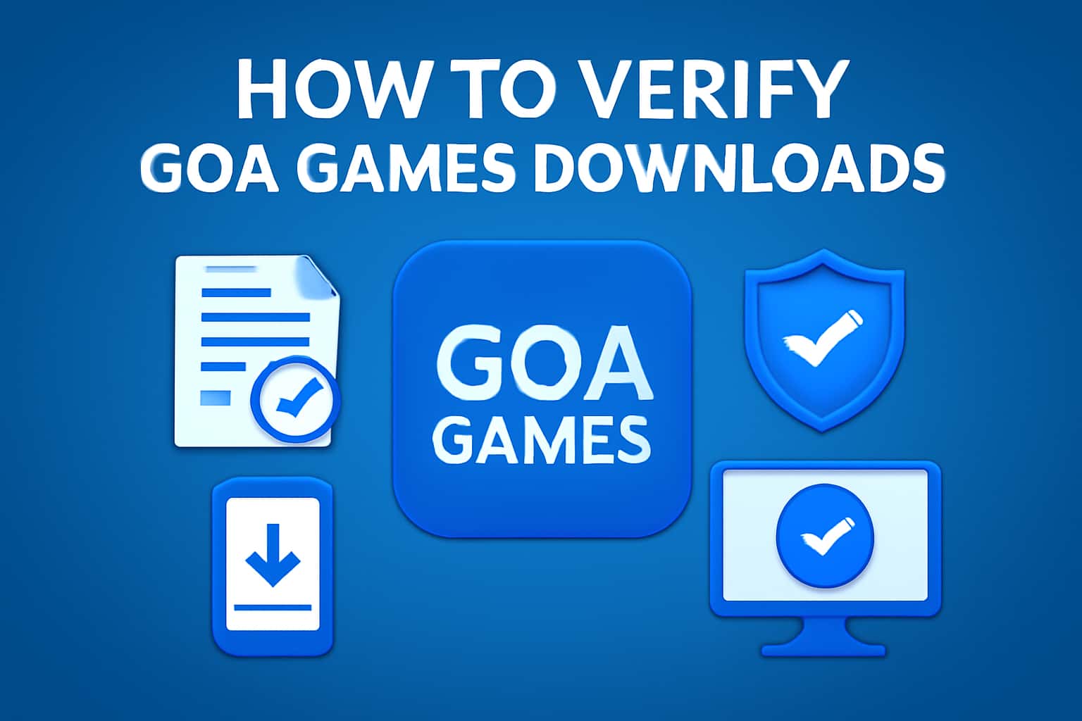 An informational scene about verifying Goa Games downloads.