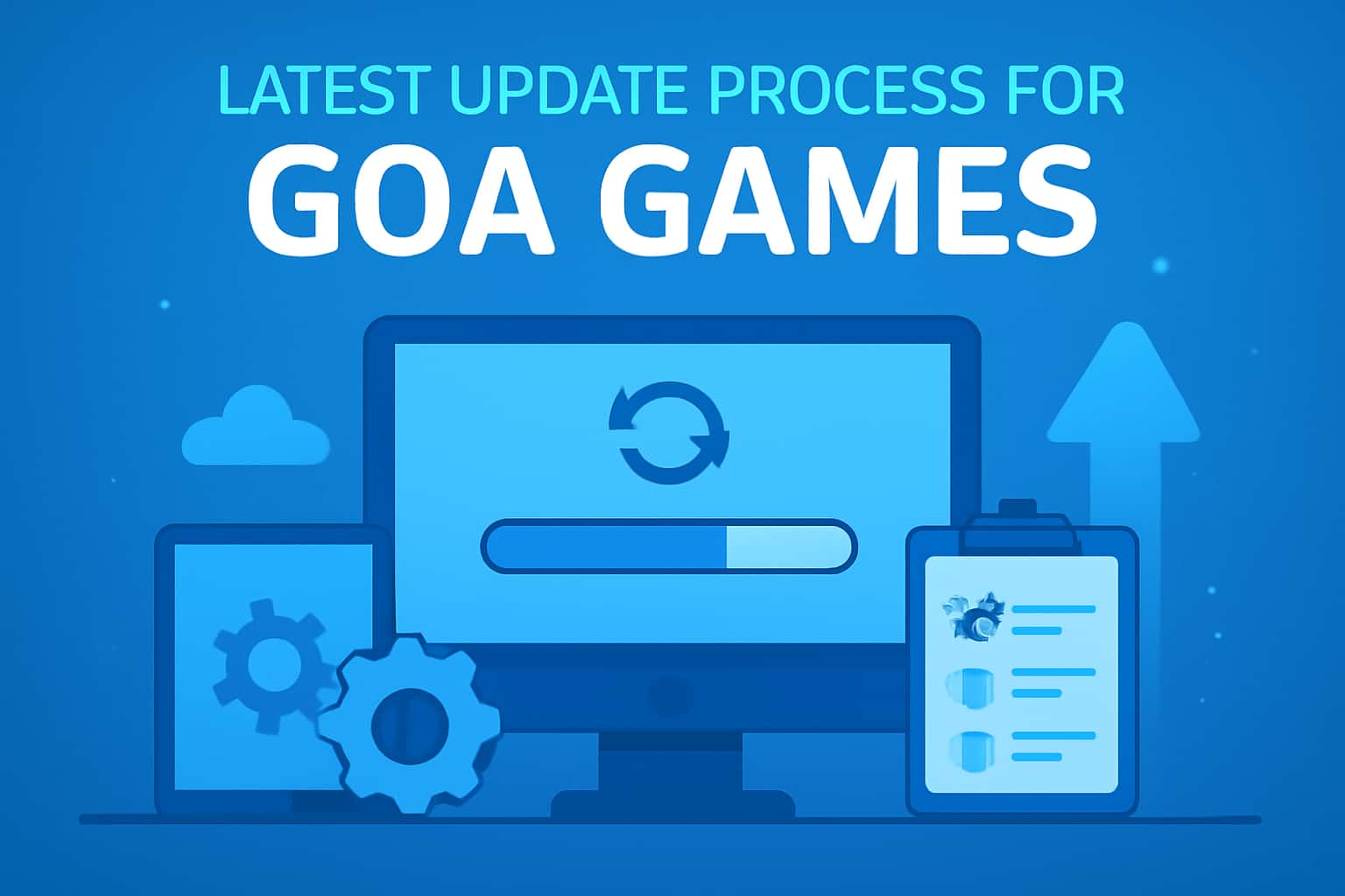 An informative scene showcasing the update process for Goa Games.
