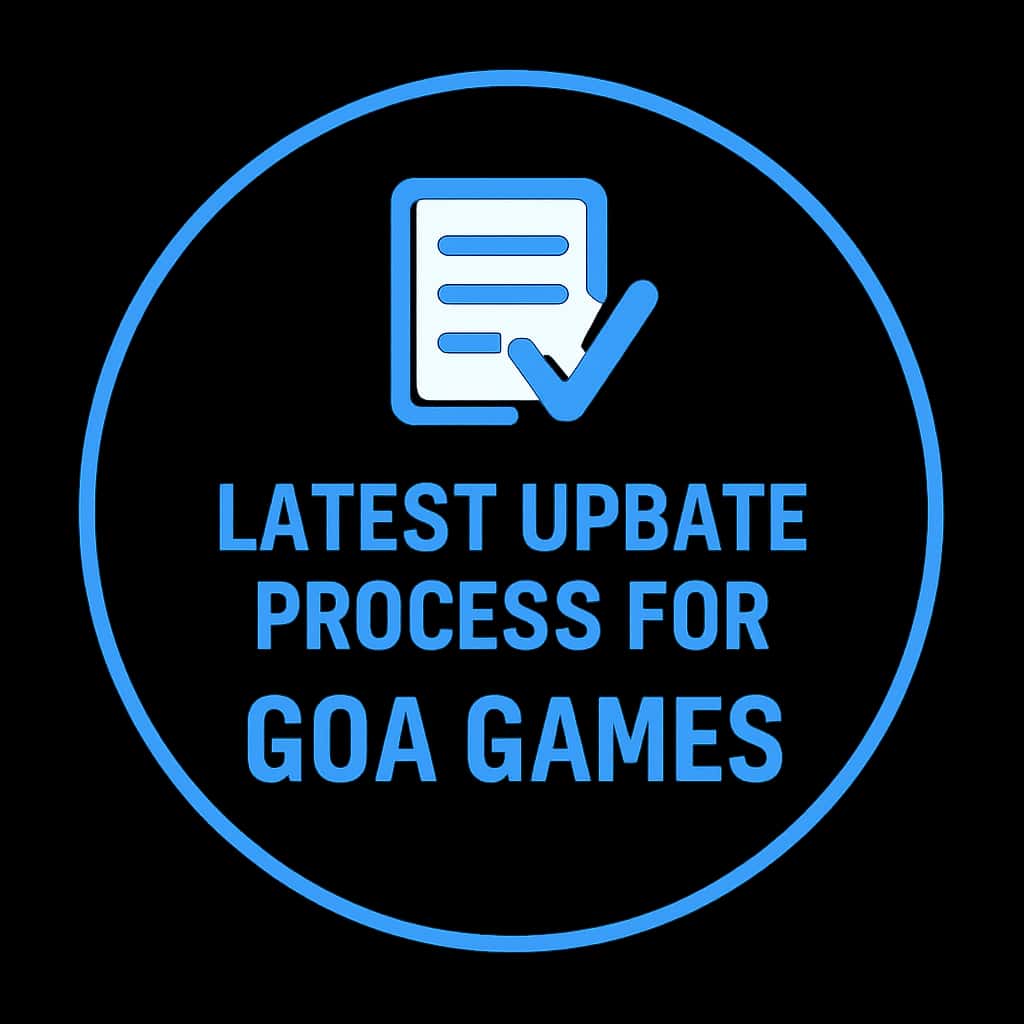 A badge representing the update process for Goa Games.