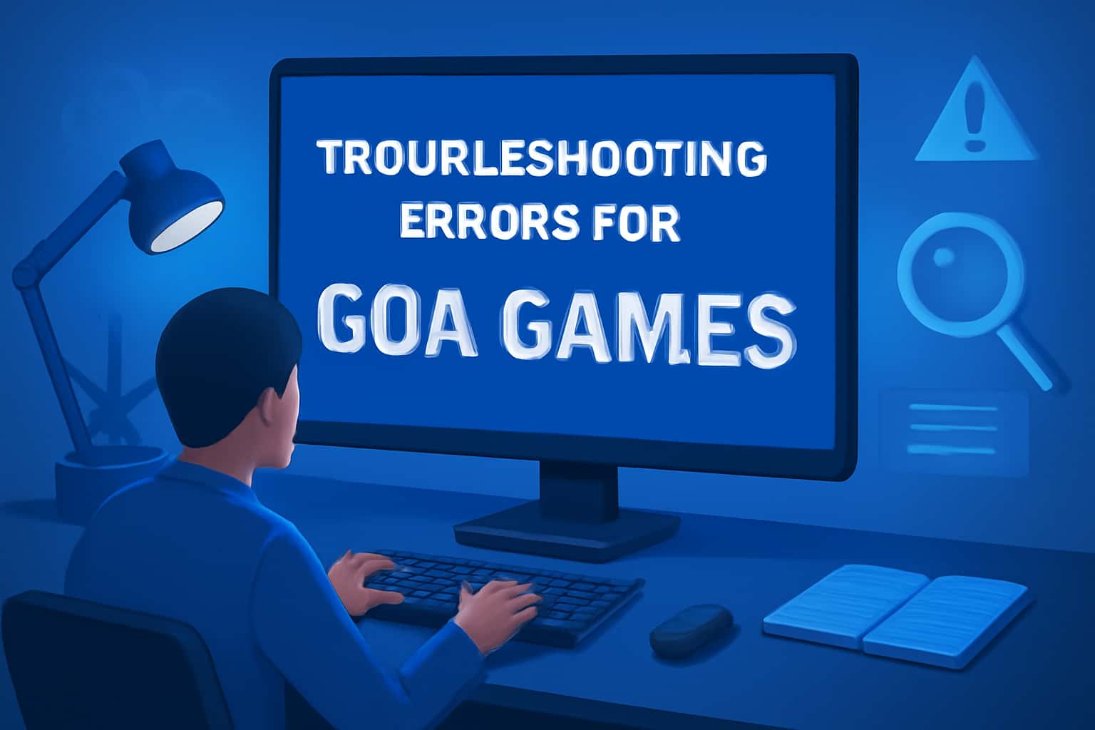 Informational scene about troubleshooting errors for Goa Games.